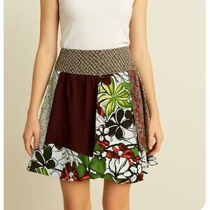 Fire Los Angeles skirt quilted pattern high waisted stretch pull on Boho SZ S